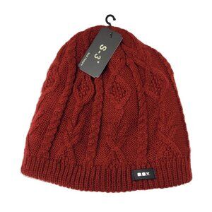 Women's Warm Winter Beanie Hat, Burgundy